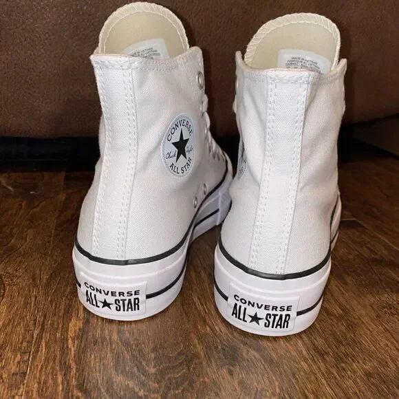 New CONVERSE CANVAS PLATFORM CHUCK TAYLOR ALL STAR White Various Sizes - Picture 3 of 6